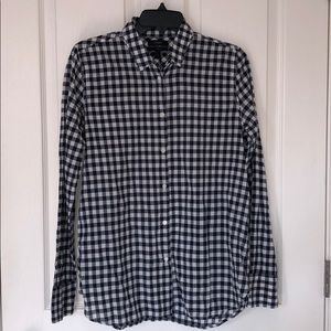 J. Crew “boy” blue and white plaid button up sz 8